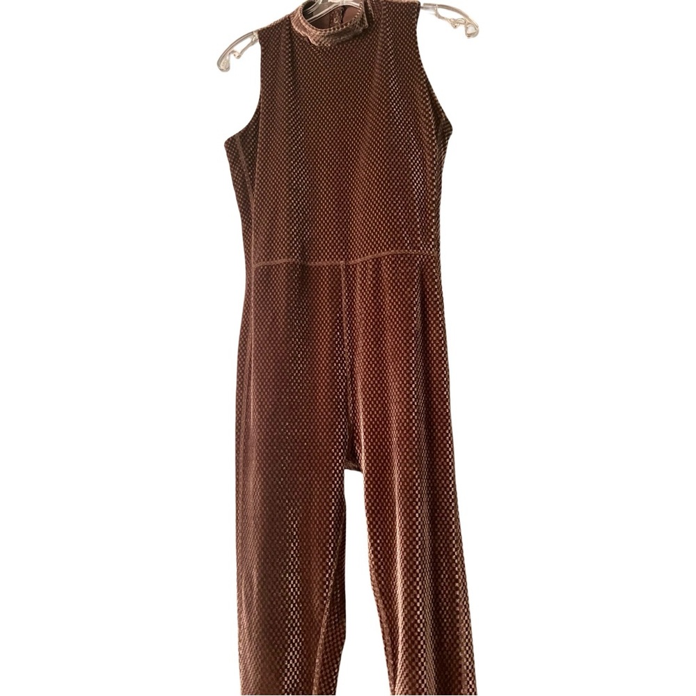 Fabletics Chocolate Checkered Jumpsuit with padded bra built in